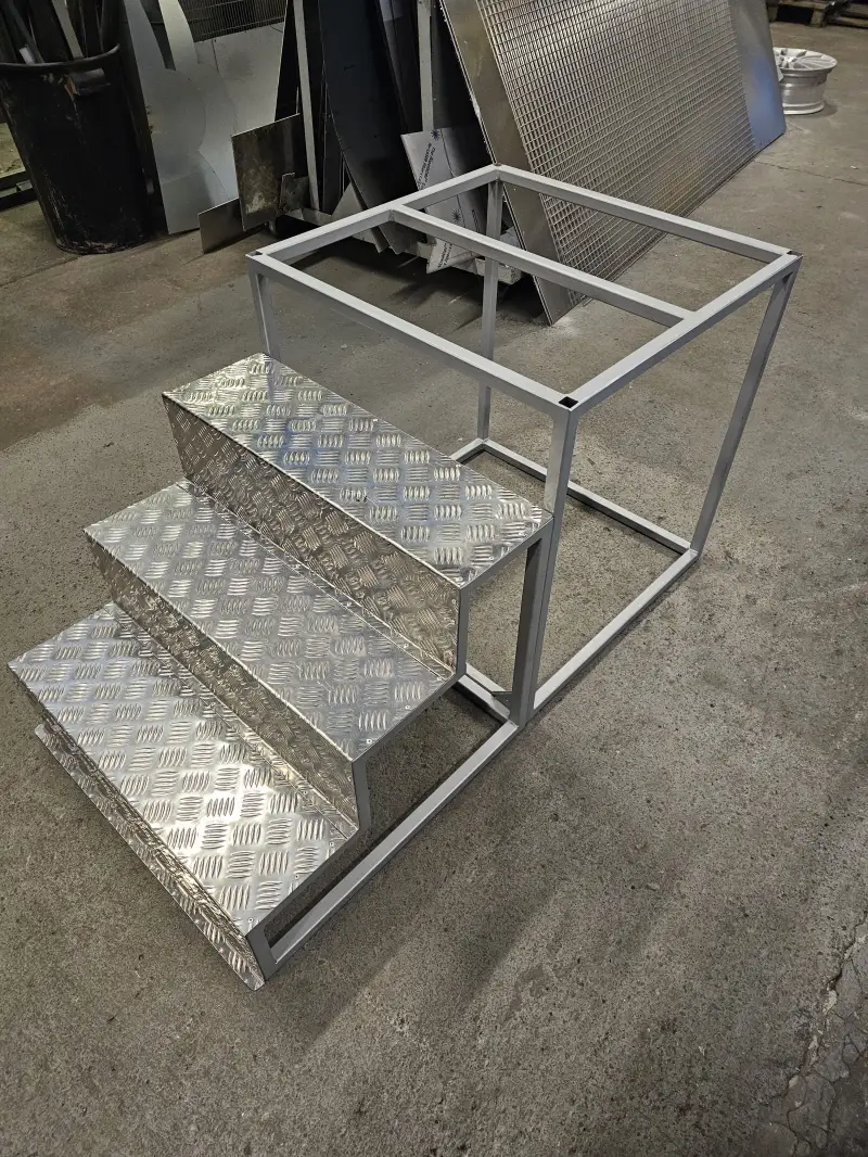 Metal Staircase Frame with Chequer Plate Steps: Swipe To View More Images