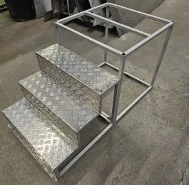 Metal Staircase Frame with Chequer Plate Steps: Click Here To View Larger Image